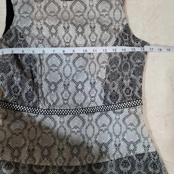 Belle Badgley Mischka Monochromatic Snakeskin Print Fit and Flare Dress - Size 6 - Picture 8 of 10